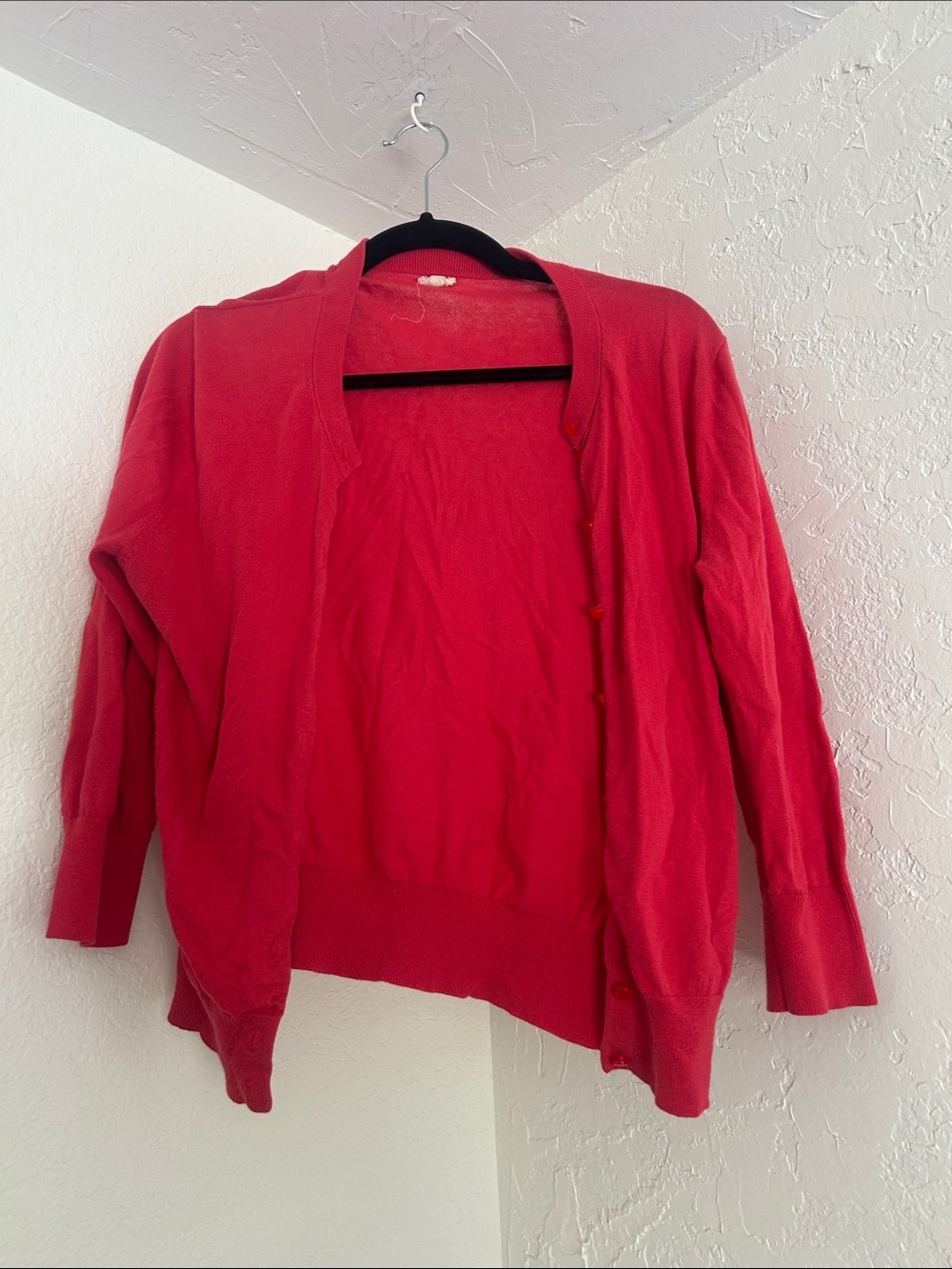 J. Crew Red Button-Up Cardigan with 3/4 sleeves